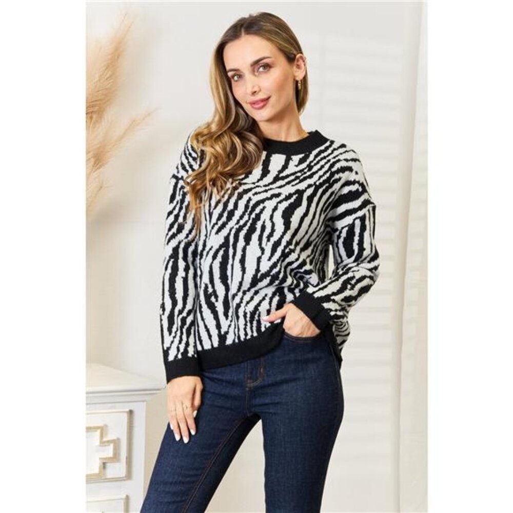 Heimish Full Size Zebra Print Sweater‎